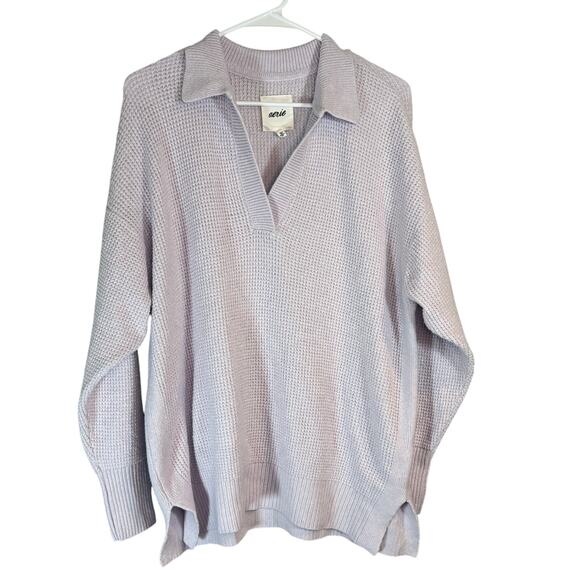 Aerie Lavender Purple Waffle Knit Oversized Sweater Size S - Picture 2 of 6